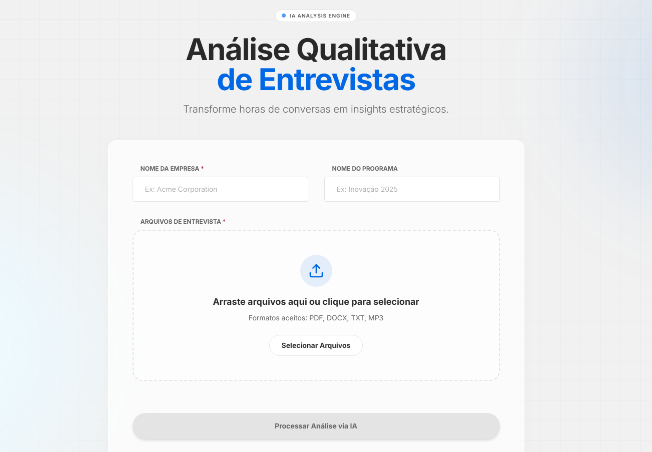 Tela de Configuração e Upload